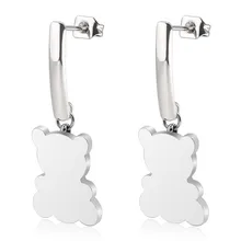 Милый маленький медвежонок, серьги-гвоздики из нержавеющей стали для женщин, девушек, модные серьги, ювелирные изделия, подарки на день рождения, 1 пара