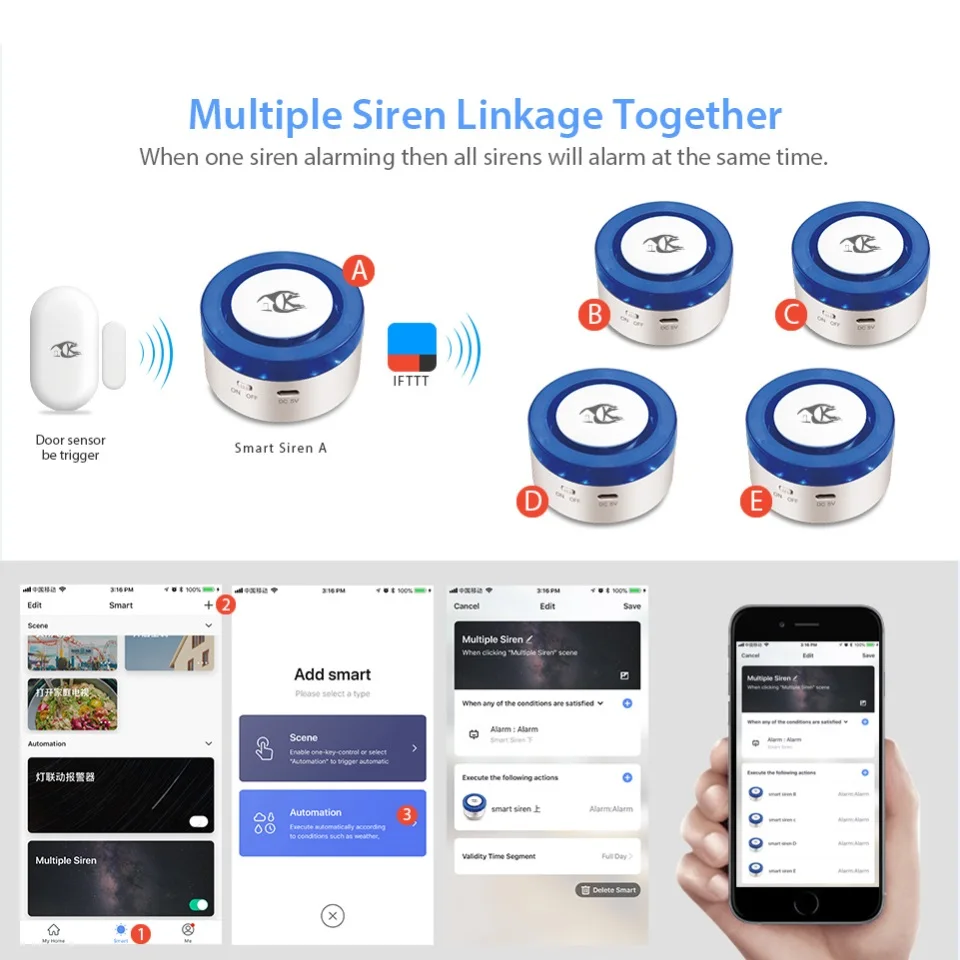 Беспроводная умная wifi сигнализация sirensecurity система автоматического набора сигнализации аксессуары для системы умного дома