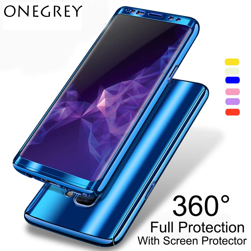 360 градусов Жесткий ПК Полный чехол для Samsung Galaxy S9 S8 Plus S7Edge покрытие корпуса