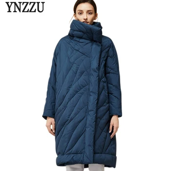 

YNZZU Winter Womens Down Jacket Fashion Loose 90% White Duck Down Coats Large Size Oversized Female Jacket High Quality YO373