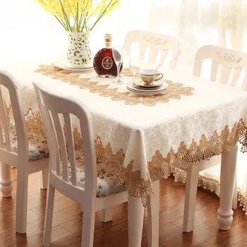 

HAPIBEIHPB Waterproof Open work Embroidery Pastoral Dining Table Cloth Trade Pastoral Coffee Textile TableCloth Dust cover towel