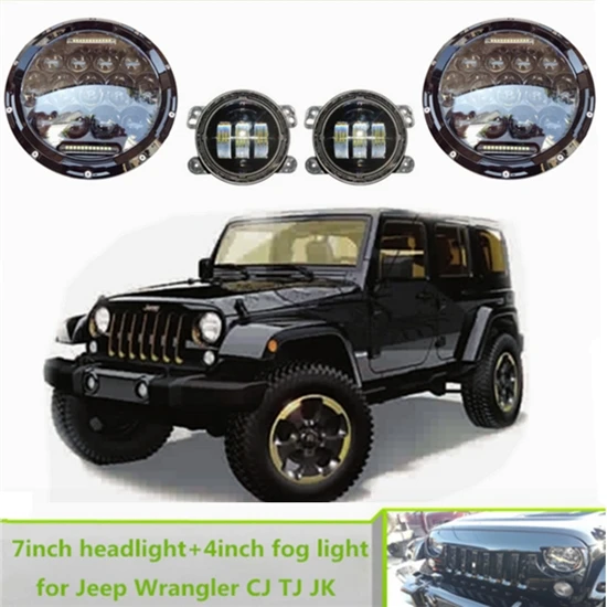 

Pair 7INCH 75W CR~~ Led Fog Headlight Hi/Lo Beam Pair 4inch Led fog light 30w Led driving light For Jeeep Wrangler JK LJ