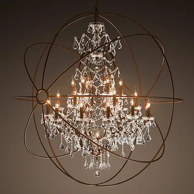 

Modern Vintage Orb Crystal Chandelier Lighting Rustic Candle Chandeliers LED Pendant Hanging Light for Home Hotel Decoration