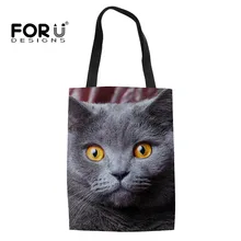 FORUDESIGNS складные Эко многоразовые хозяйственные сумки кошка и собака печать животных женская сумка на плечо большой кошелек Bolsa Feminina