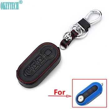 

OkeyTeach New Styling 3 Buttons Leather Auto Key Case Cover For FIAT 500 Panda Punto Bravo Key Good Quality Car Accessories
