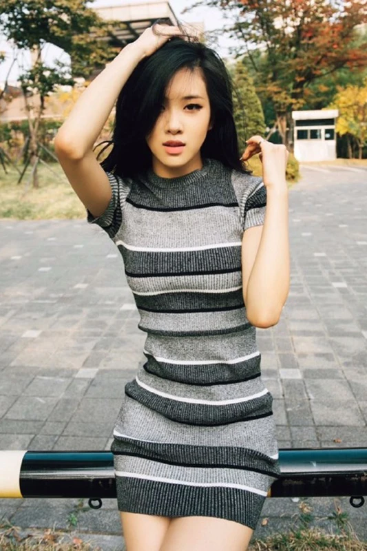 

kpop Blackpink ROSE same streetwear party sexy Short-sleeve knit dress women summer slim slim stripe wild dresses female clothes