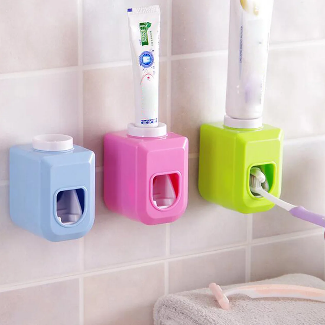 4 Colors Automatic Squeezer Toothpaste Dispenser Squeeze Out Wall Mount holder home Bathroom Accessories