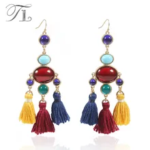 

TL Bohemian Wedding Long Earrings Vintage Handmade Ethnic Drop Earrings For Women Statement Earring Made with Rhinestone Crystal