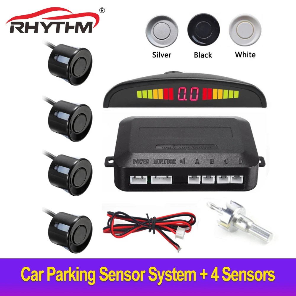 Car Auto Reverse Assistance Backup Radar System with 4 Parking Sensors Distance Detection + LED Distance Display + Sound Warning