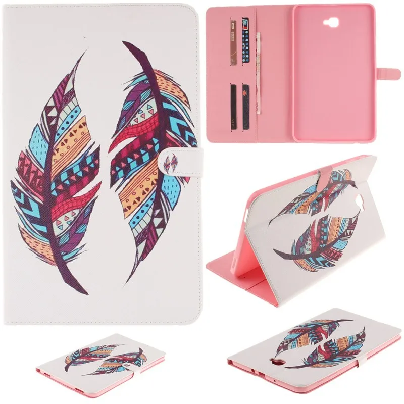 Luxury 2 Leavies PU Leather Case for Samsung Galaxy Tab A 10.1 2016 Case  T585 T580 T580N Case Stand Flip Wallet Tablet Cover (46)