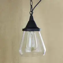 Lámpara colgante de vidrio transparente retro reciclada con bombilla Edison - luces de cocina y luces de armario