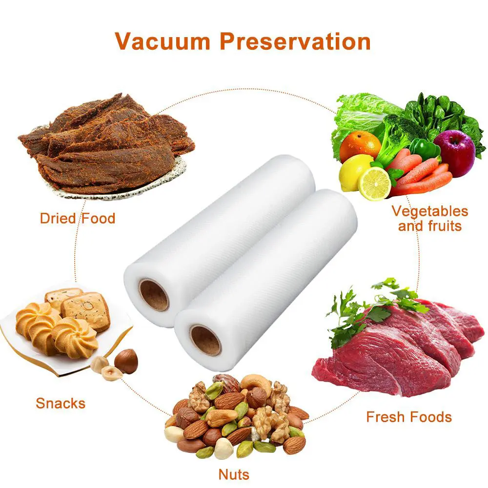 Пакеты для хранения пищевых продуктов, вакуумные пластиковые рулоны, нестандартные пакеты для кухонного вакуумного упаковщика, чтобы сохранить свежесть еды