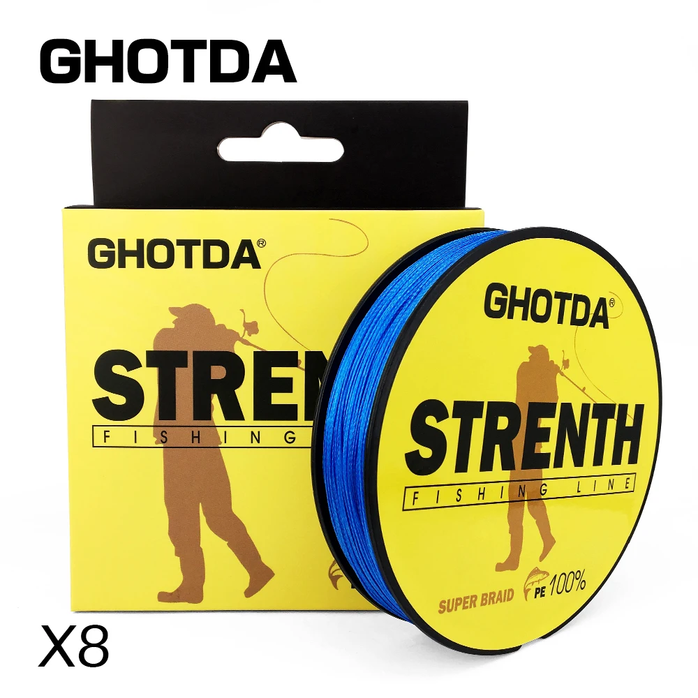

GHOTDA Wholesale Super PE Line 300m 8 Strands Braided Fishing Line Strong Strength Fish Wire 5 Colors