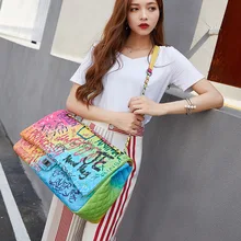 Grande capacidade das mulheres do plutônio couro corrente bolsa de ombro alta qualidade colorido impresso senhoras bolsas designer luxo bolsa feminina