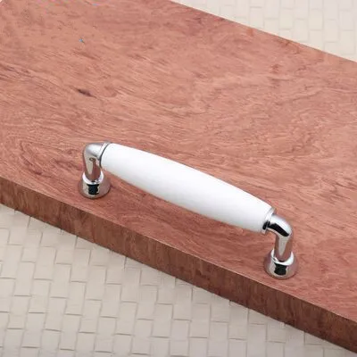 kitchen cabinet handles white ceramic cupboard pull shiny silver 96mm dresser drawer wardrobe furniture handle pulls