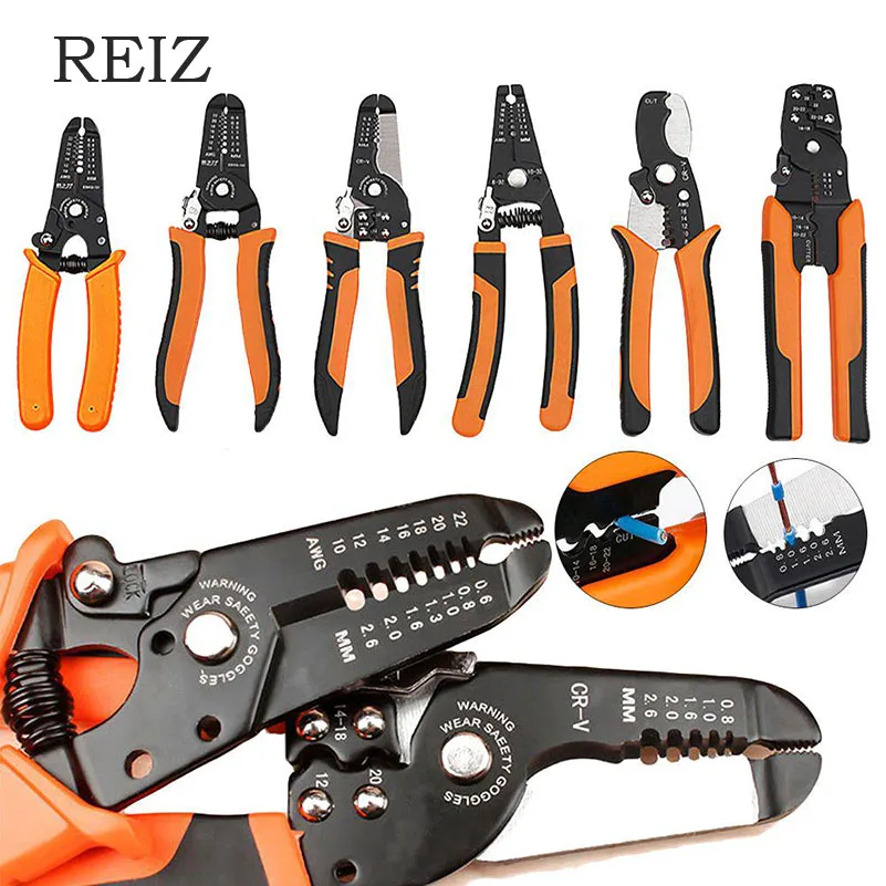 

REIZ Multifunctional Wire Cable Stripper Steel Wire Stripping Electrician Pliers Cutting Stripping Hand Tool Crimping Pliers