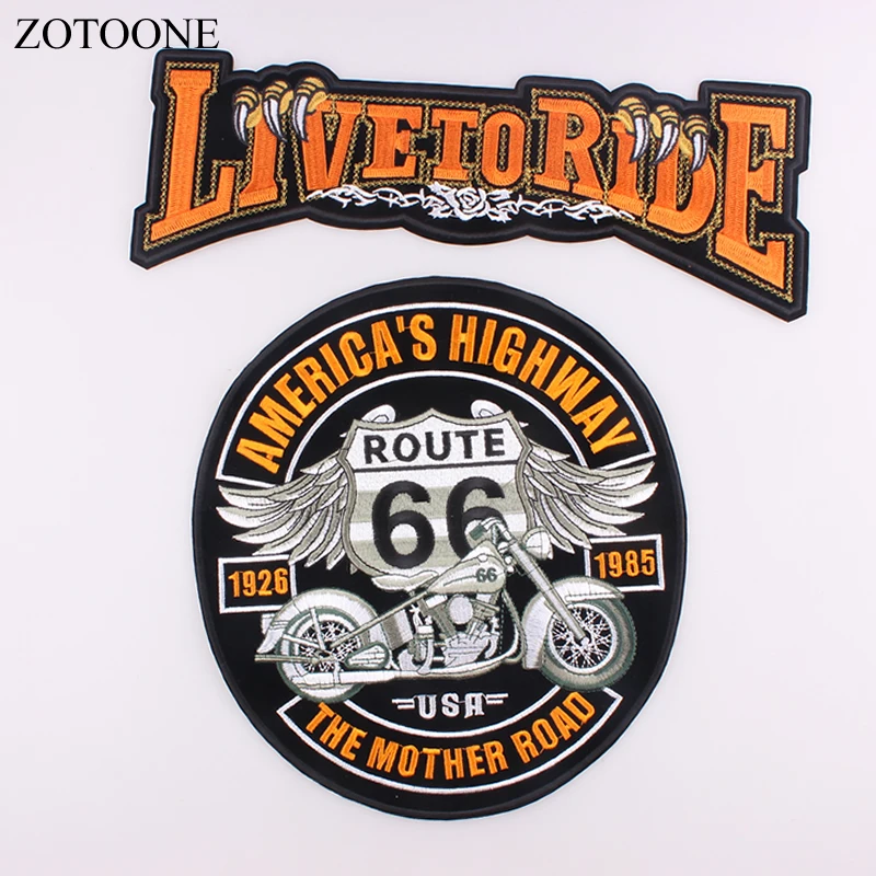 ZOTOONE вышитое крыло орла рок мотоцикл 66 американское шоссе большая задняя Железная на патч одежда куртка Байкер нашивка в стиле панк C - Цвет: DB010801