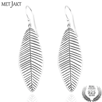 

MetJakt Vintage Tree Leaf Earrings Solid 925 Sterling Silver Feather Earring for Women's Party Wedding Vintage Jewelry