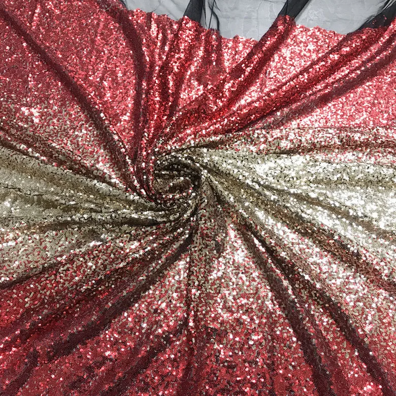 

Red Gold Red Gradient Color Sequin Fabric Bazin Riche Getzner 2018 New Designer Material Telas Tissu Au Metre Tecido Tissus