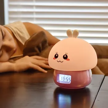 

Rabbit Shape Multifunctional Electronic Alarm Clock Wake Up USB Charge Night Light Remote Control Bed Home Lamp Table Light MYC