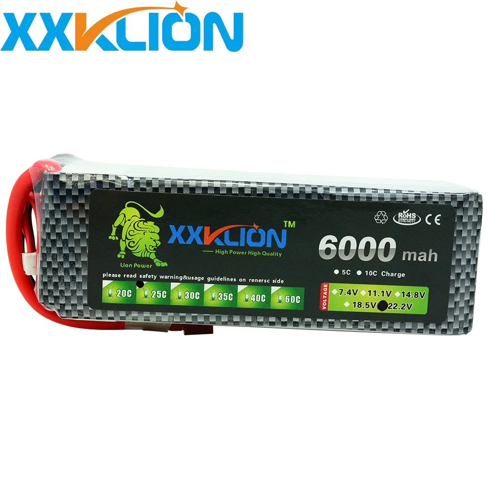 

Hot Sale XXKLION 6S 22.2V 6000MAH 25C Rechargeable for RC car RC boat RC Lipo Drone Battery Pack FPV Quadcopter Free Shipping