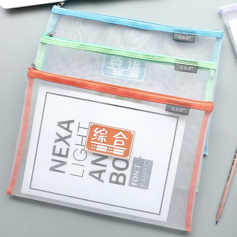 

Simple transparent thick nylon waterproof subjects bag A4 zipper bag student paper storage bag briefcase folder filing products