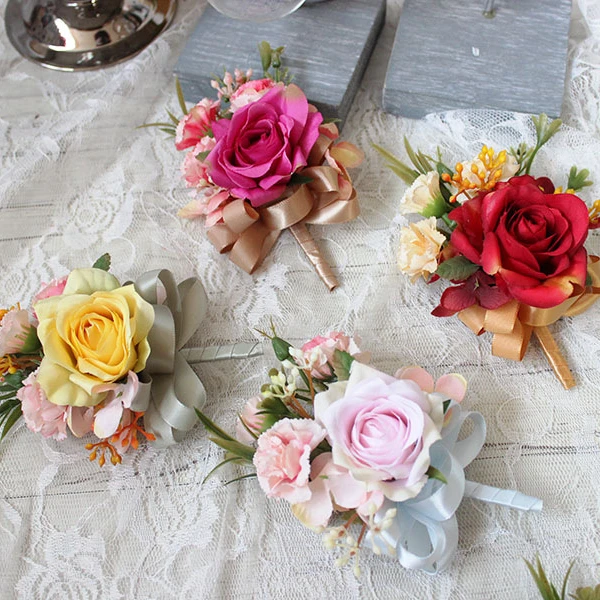 

festival Wrist flower Boutonniere Performance party flower Wedding ribbon flowers Birthday party Bouquet flowers
