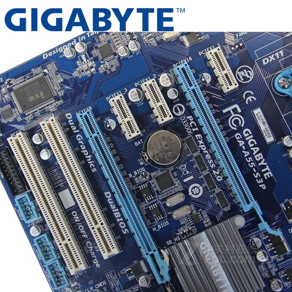 Настольная Материнская плата GIGABYTE GA A55 S3P A75 Socket FM1 для A8 A6 A4 E2 32G ATX оригинальная