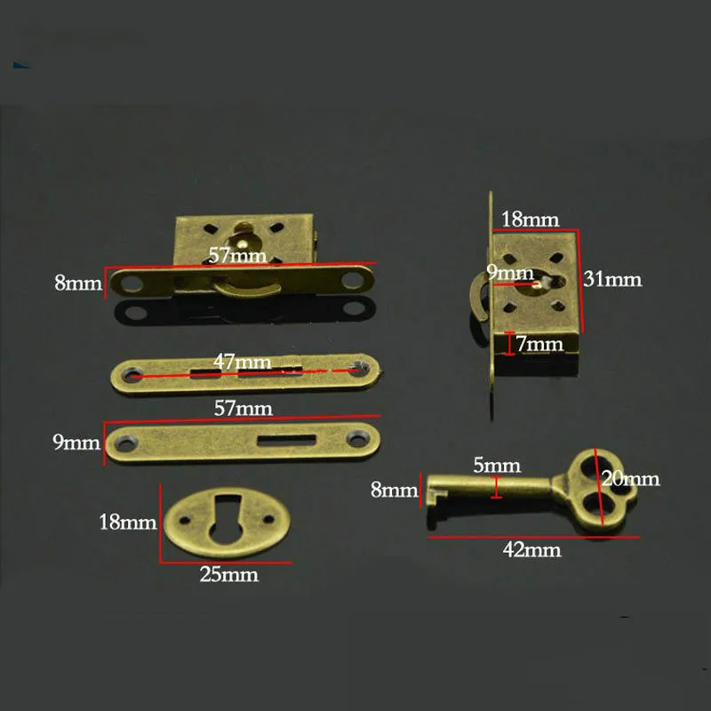 Антикварная мебель счетчик ящик бронзовый замок ретро деревянные украшения декоративная коробка замок оборудование трава раздвижные двери замок