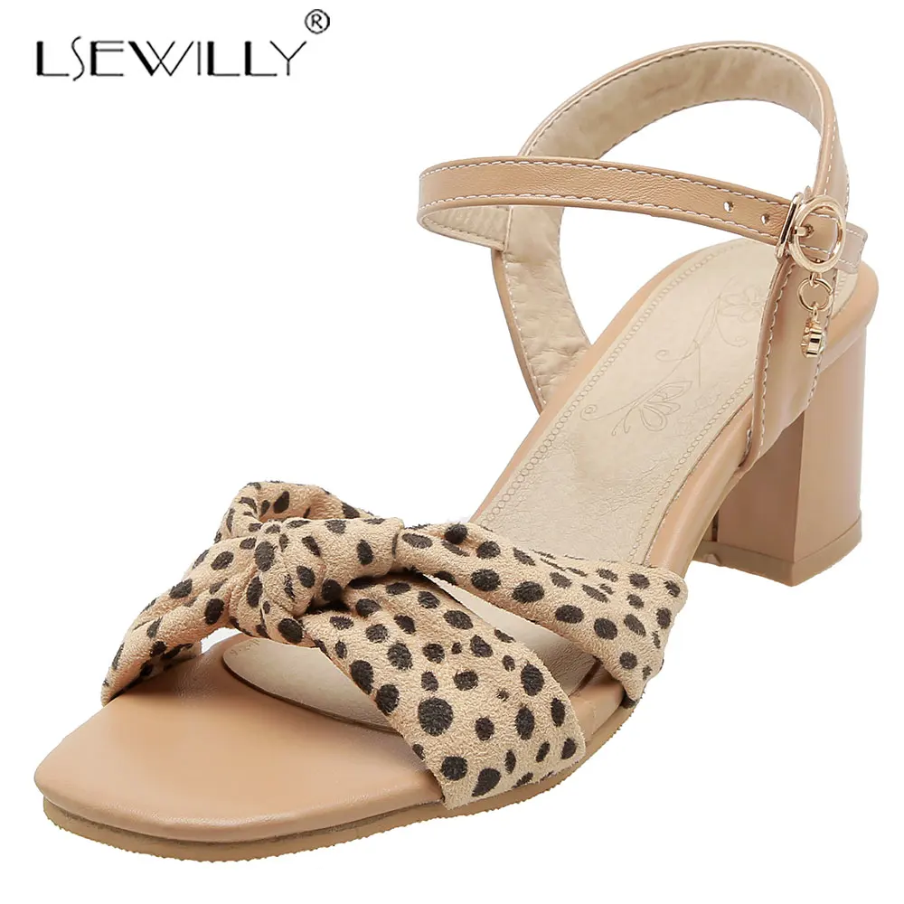 

Lsewilly 2019 new summer sandals buckle ladies prom shoes square high heels shoes Leopard print women sandals size 32-46 E982