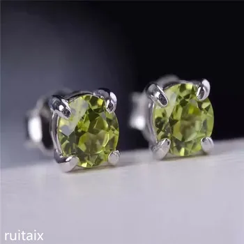 

KJJEAXCMY fine jewelry 925 Pure silver inlay natural olive-stone female ear nail inlay jewelry silver