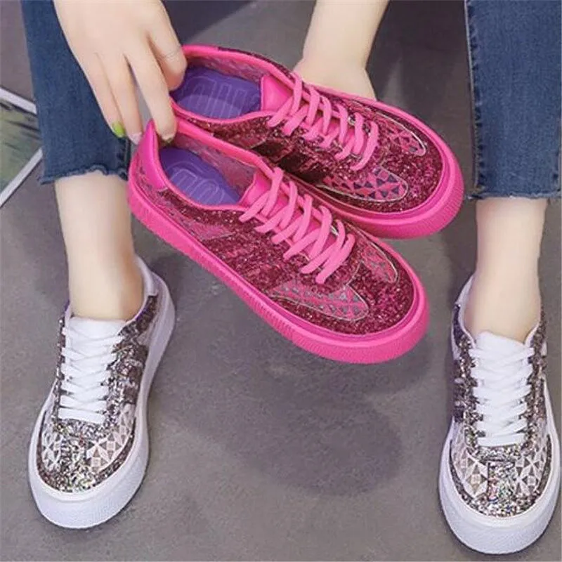 

2019 Women's new summer casual shoes fashion hollow sequined casual shoes comfortable breathable mesh shoes flat shoes M 281