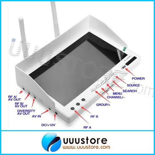 

2015 Top Fashion Rushed Fpv Monitor Fpvok Rx Lcd 5802 LCD5802 5.8ghz Diversity Receiver 7 Inch White Monitor