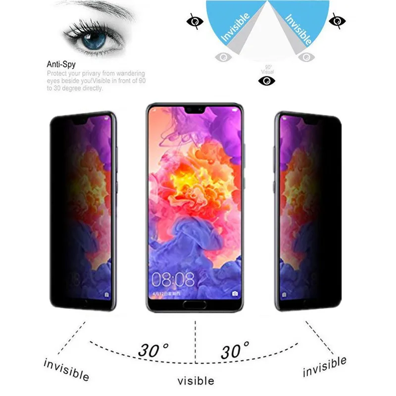 Защитная пленка для экрана Huawei P20 Pro P30 Lite P40 Nova 3e 4e с антишпионским покрытием из