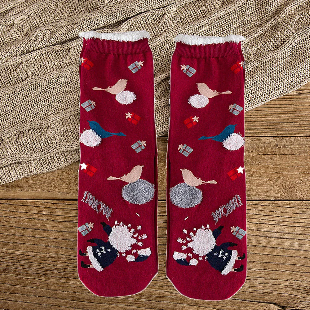 Для женщин хлопковые носки 1 пара с напечатанными изображениями рождественской Для женщин хлопковые носки мульти-Цвет Для женщин зимние