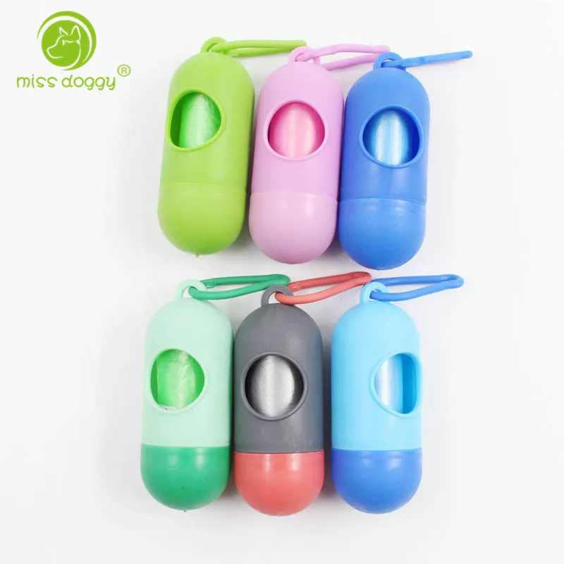 

Pill Shape Pet Dog Poop Bag Dispenser Waste Garbage Bags Carrier Holder Dispenser + 1roll Poop Bags Set Pet Dog Waste Poop Bags