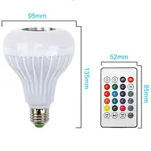 Smart E27 rgb-колонка с bluetooth светодиодный лампочка 12 W музыка играет затемнения Беспроводной светодиодный лампы с 24keys дистанционного Управление