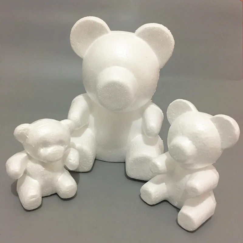 

15cm 20cm Foam Rose Bear Mold White Foam Bear Modelling Home Wedding Decoration DIY Valentine's day Love Gift
