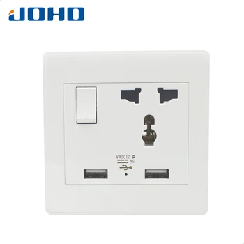 

JOHO Electrical Sockets Universal Wall Socket with Dual USB Port Adapter Power Outlet Panel Power Charger White DDS1000