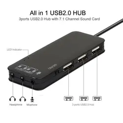 Usb-концентратор USB концентратор 2,0 3 портовый считыватель карт для Macbook Pro мульти USB звук Адаптерный микрофон 7,1 канальный звуковые карты