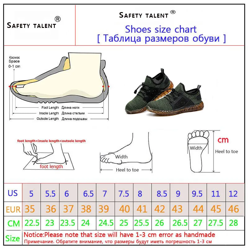 Новинка года; Мужская дышащая защитная обувь; уличные небьющиеся Легкие кроссовки со стальным носком; Рабочая обувь