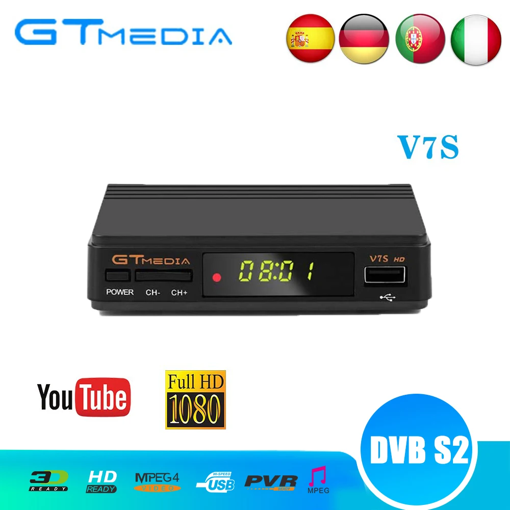 

GTMedia V7S HD DVB-S2 receptor DVB S2 Satellite Receiver Full 1080P Support powervu Biss Key Decoder Set top box PK freesat V7
