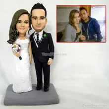 Свадебный торт Топпер на заказ bobbleheads Хэллоуин костюм ужасного призрака фигурка дизайн мини статуя глиняные куклы невеста жених скульптура