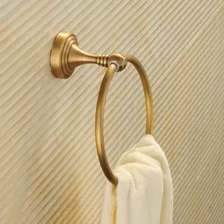 Европейские антикварные Ванная комната Полотенца держатель Медь матовый золотой Полотенца стойки твердая латунь настенные круглые