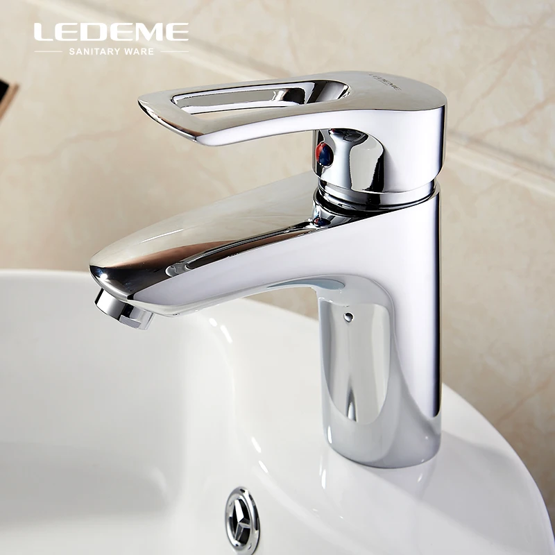 

LEDEME Bathroom Sink Faucet Single Handle Lavatory Faucet Basin Sink Mixer Tap Crane, Solid Brass Chrome Polished L1025