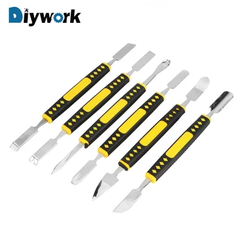 

DIYWORK 6pcs/set Dual Heads Metal Spudger For Mobile Phone Notebook Prying Opening Repair Tool Kit Hand Tools Sets Crowbar