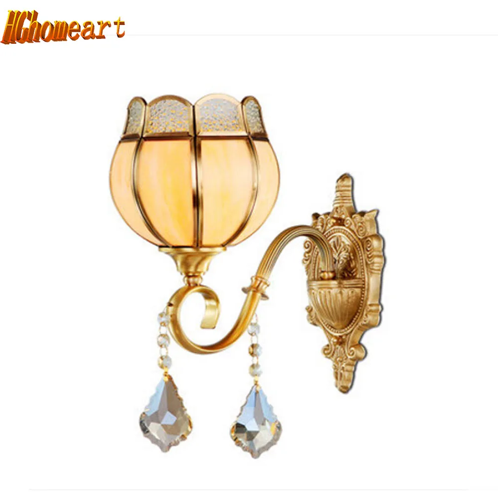 2017 New European style Led Brass Lamp E27 Crystal Wall Light 110V220V