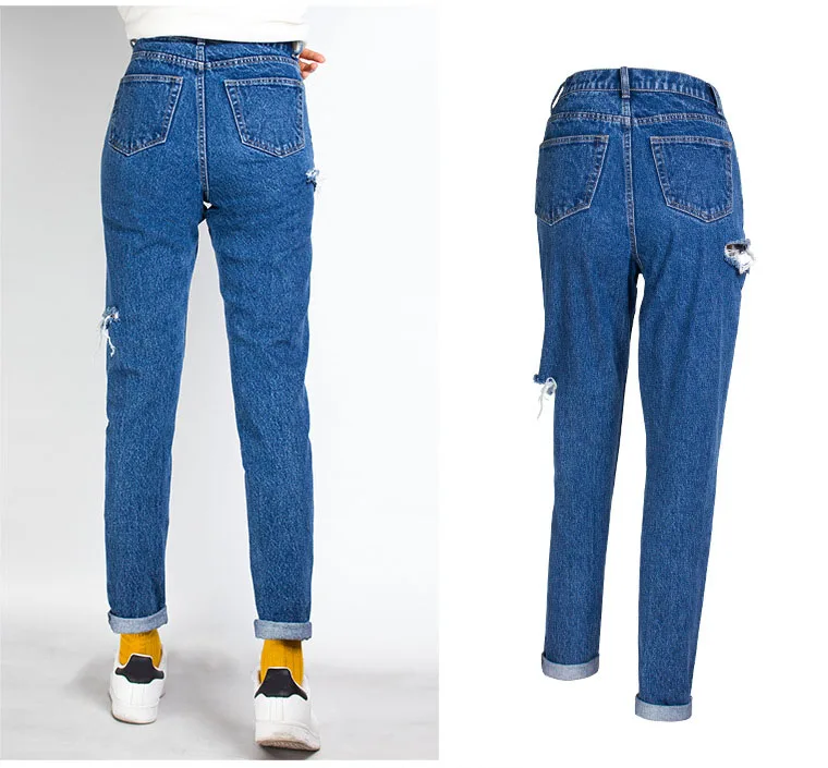 Jeans fashion high waist BF street style broken copper casual jeans ladies trousers (4)
