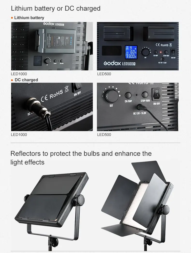 Godox 500 светодиодный студийный непрерывная съемка свет лампы для камеры DV видеокамеры 5600 K-белый