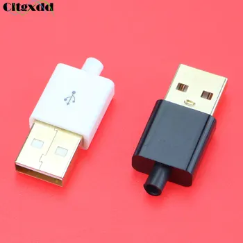 

Cltgxdd 1PCS DIY Gold Plating USB Male Connector 2.0 Plug 4 Pin Type A Components White Black Plastic Cover